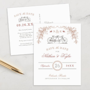 Blush en Taupe  fiets Opslaan Datum Aankondigingskaart