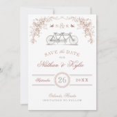 Blush en Taupe fiets Opslaan Datum Save The Date (Voorkant)