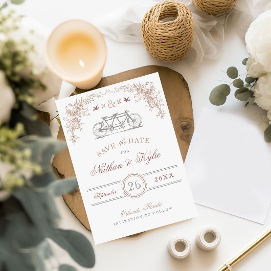 Blush en Taupe fiets Opslaan Datum Save The Date