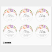 Blush en Violet Bloom Rond Terugkeeradresetiket Ronde Sticker (Vel)