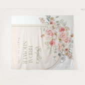 Blush en White Floral Arch Backdrop Wandkleed (Voorkant (horizontaal))