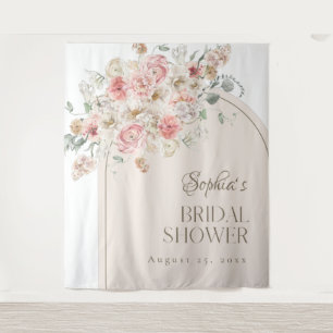 Blush en White Floral Arch Backdrop Wandkleed