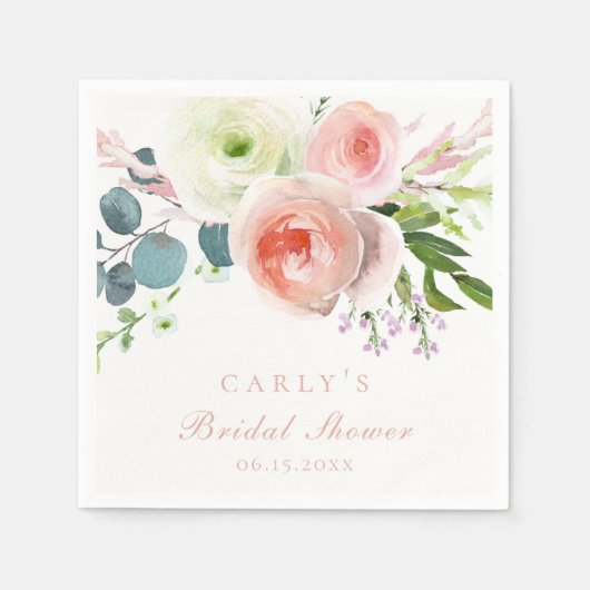 Blush en White Floral Garden Bouquet Servet (Voorkant)