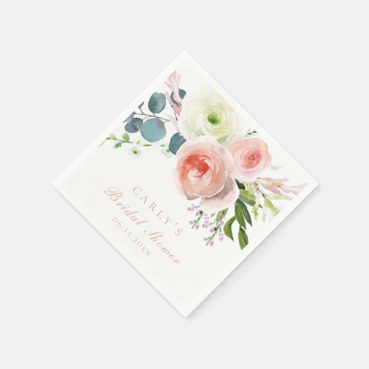 Blush en White Floral Garden Bouquet Servet (Hoek)