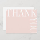 Blush en White Moderne Grote Tekst Bedankt Opmerki (Voorkant / Achterkant)