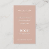 Blush en Wit Minimalistische Verticale Qr Code Visitekaartje (Achterkant)