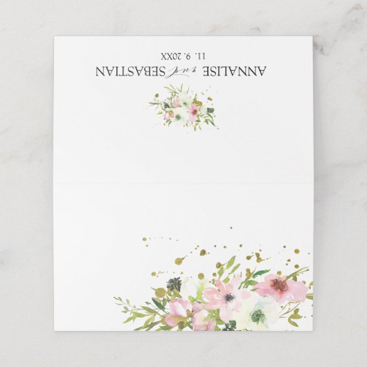 Blush en witte rozen met gouden vlekken bruiloft (Buitenkant ongevouwen)