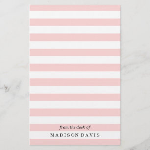 Blush en witte strepen   gepersonaliseerd briefpap briefpapier