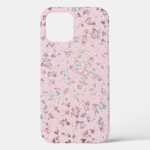 Blush- en zilverglittervlokken iPhone 12 pro hoesje
