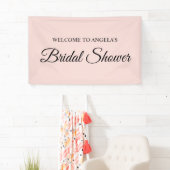 Blush en Zwarte Elegante Script Bruiloft Feest Spandoek (Insitu)