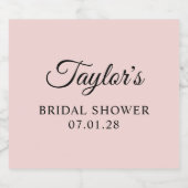 Blush en Zwarte Elegante Script Bruiloft Feest Sparkling Wijnetiket (Enkel label)