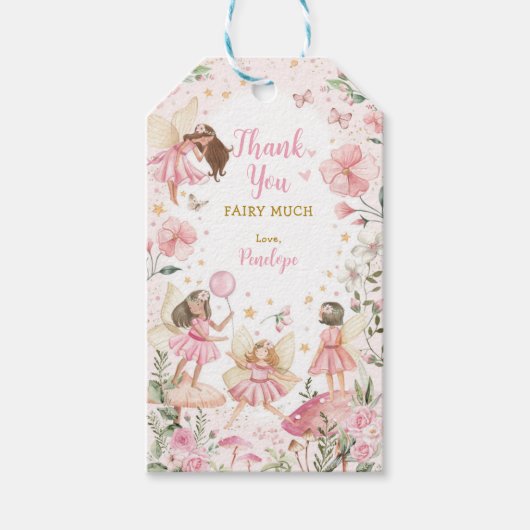 Blush Enchanted Forest Fairy Birthday Favors Cadeaulabel (Voorkant)