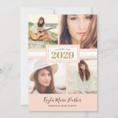 Blush et Gold | 4 Invitation à un diplôme de photo (Devant)