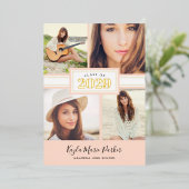 Blush et Gold Foil 4 Photo Graduation Invitation (Debout devant)