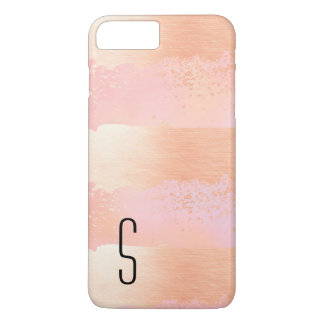 Blush et Gold Monogrammed iPhone 7 Plus Coque
