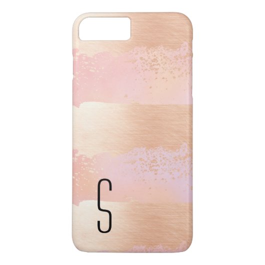 Blush et Gold Monogrammed iPhone 7 Plus Coque (Dos)