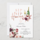 Blush et Marsala Sip Hooray Invitation (Devant)