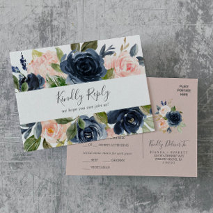 Blush et Navy Menu blanc Choix de carte postale
