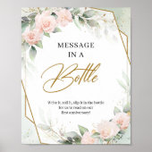 Blush eucalyptus en gouden boodschap in een fles poster (Voorkant)