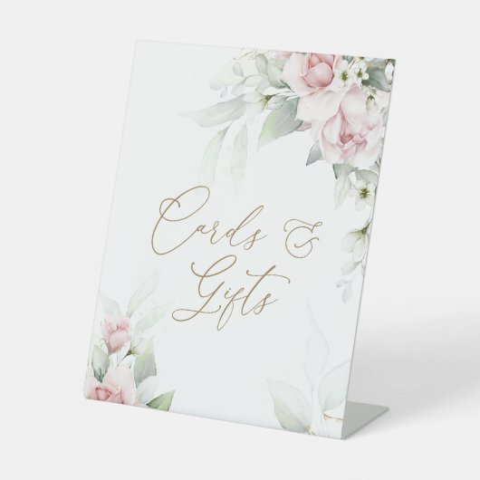 Blush & Eucalyptus Kaarten & cadeautenteken Reclamebord Met Voetstuk (Voorkant)