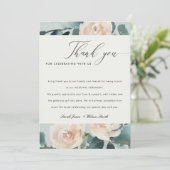 Blush Eucalyptus Roos Kraft Gray Wedding Bedankkaart (Staand voorkant)