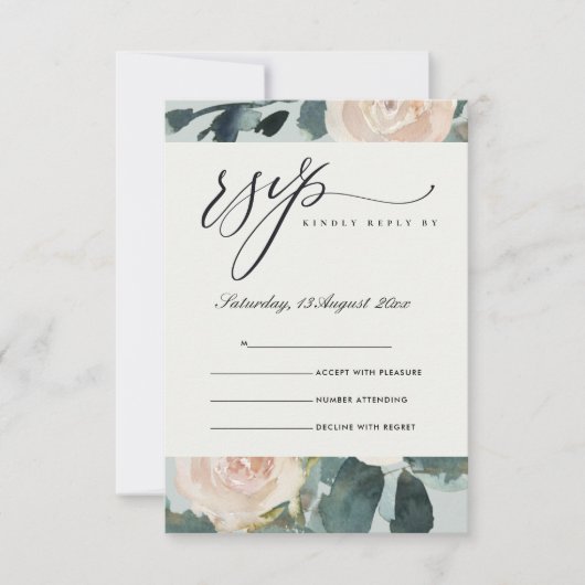 BLUSH EUCALYPTUS ROSE KRAFT GRAY MARIAGE RSVP (Devant)