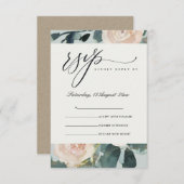 BLUSH EUCALYPTUS ROSE KRAFT GRAY MARIAGE RSVP (Devant / Derrière)