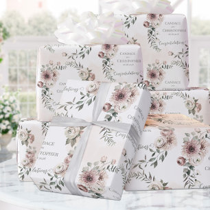 Blush eucalyptus Wedding toevoegen Naam & Gefelici Cadeaupapier