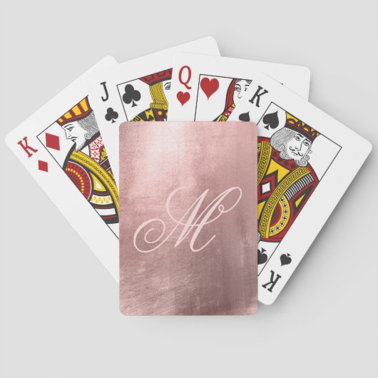 Blush Fancy Monogram Kleine Roos Gold Foil  Pokerkaarten (Achterkant)