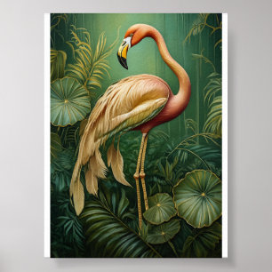 Blush Flamingo Elegantie, Tropische Roze Veren Poster