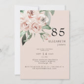 Blush Floral 85E Anniversaire fête II Invitation (Devant)