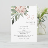 Blush Floral 85E Invitation de fête d'anniversaire (Debout devant)