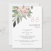 Blush Floral 85TH Verjaardagsfeestuitnodiging Kaart (Voorkant)