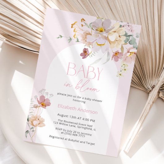 Blush Floral Baby in Bloom Baby shower Invitation