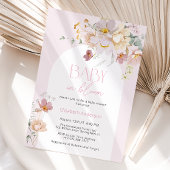 Blush Floral Baby in Bloom Baby shower Invitation Kaart