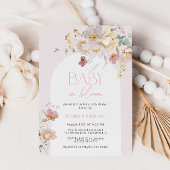 Blush Floral Baby in Bloom Baby shower Invitation Kaart