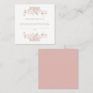 Blush Floral Baby shower Diaper Raffle Kaart Vierkante Visitekaartje