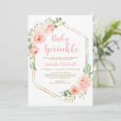 Blush Floral Baby Sprinkle Invitation Kaart (Staand voorkant)