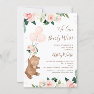 Blush Floral Beer We kunnen Baby shower afwachten Kaart