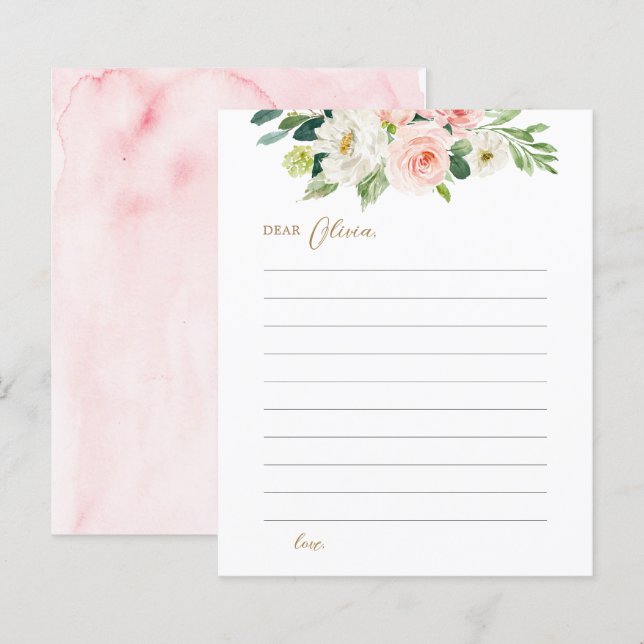 Blush Floral Birthday Time Capsule Kaarten (Voorkant / Achterkant)