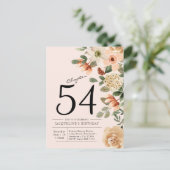 Blush Floral Birthday Uitnodiging Briefkaart (Staand voorkant)