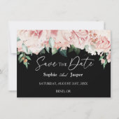 Blush Floral Black Flat Save the Date Kaart (Voorkant)