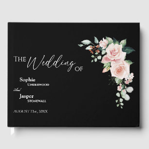Blush Floral Black Mariage Livre d'invité