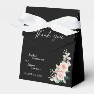 Blush Floral Black Weddenschap Hartelijk dank Bedankdoosjes