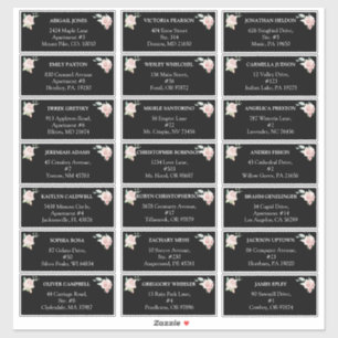 Blush Floral Black Weddenschappen adresetiketten Sticker
