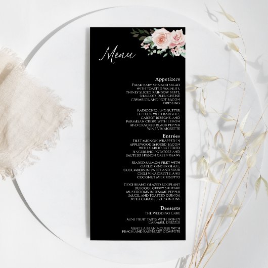 Blush Floral Black Weduwen Flat Menu