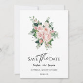 Blush Floral Blanc Mariage Enregistrer La Carte Da (Devant)