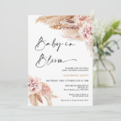 Blush Floral Boho Pampas Grass Baby in Bloom Kaart (Staand voorkant)