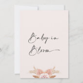 Blush Floral Boho Pampas Grass Baby in Bloom Kaart (Achterkant)