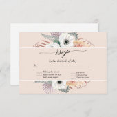 Blush Floral Boho Pampas Grass Palm Folim RSVP (Devant / Derrière)